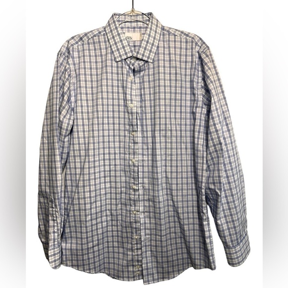 Nordstrom Rack Mens Trim Fit Button Down Shirt Size 16 34/35 Navy Blue w White - Picture 1 of 9